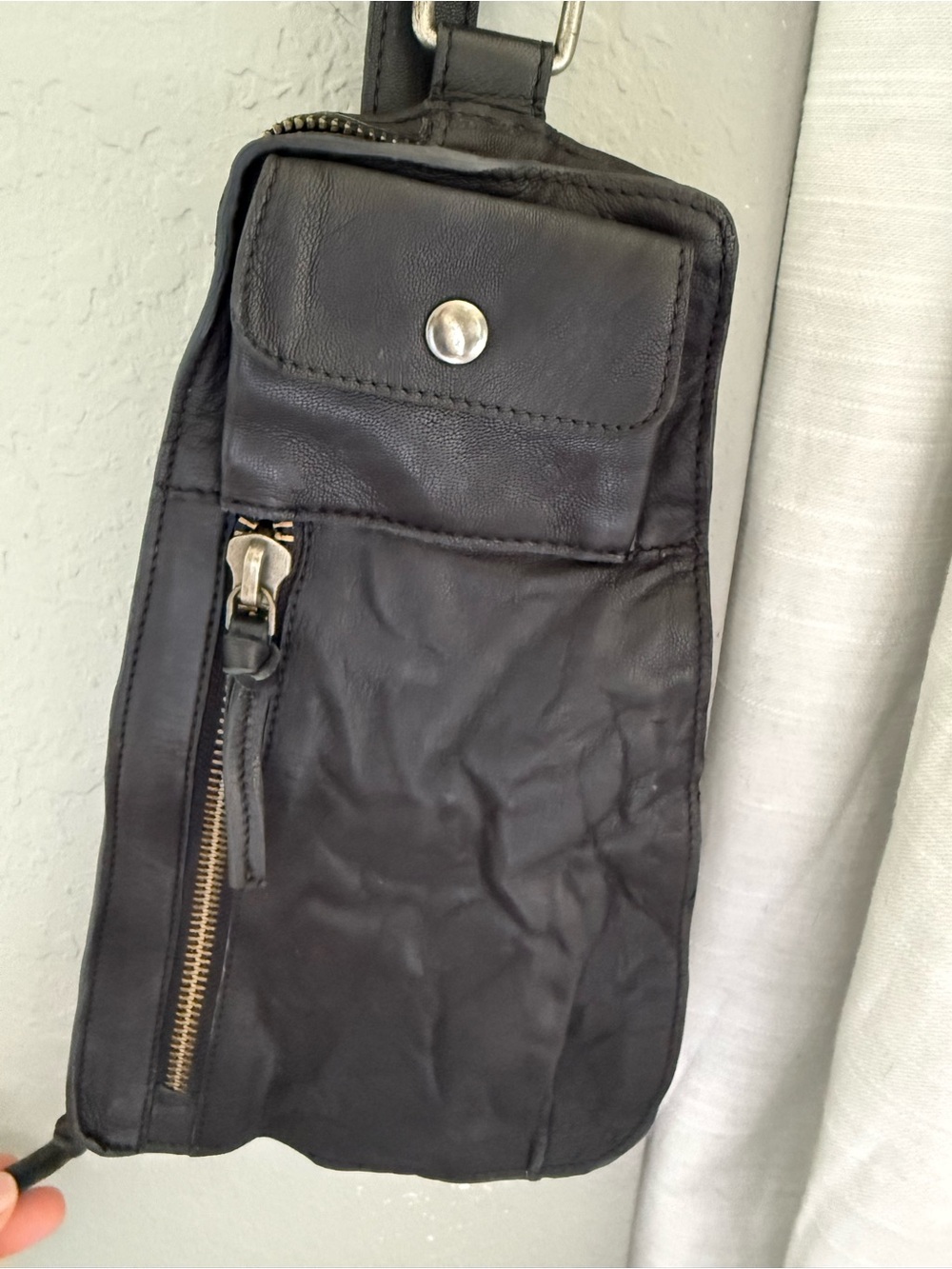 Free people Black Leather Crossbody Sling Bag - Sleek Everyday Carry